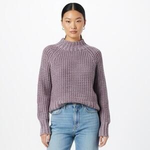 SO Textured Knit Mock Neck‎ Cropped Sweater Womens M Lilac Purple Scandinavian